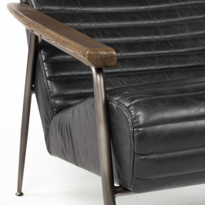 37" Black And Brown Faux Leather Lounge Chair
