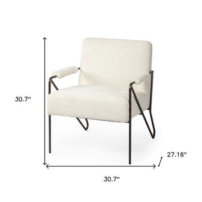 31" Off White And Brown Cotton Blend Arm Chair