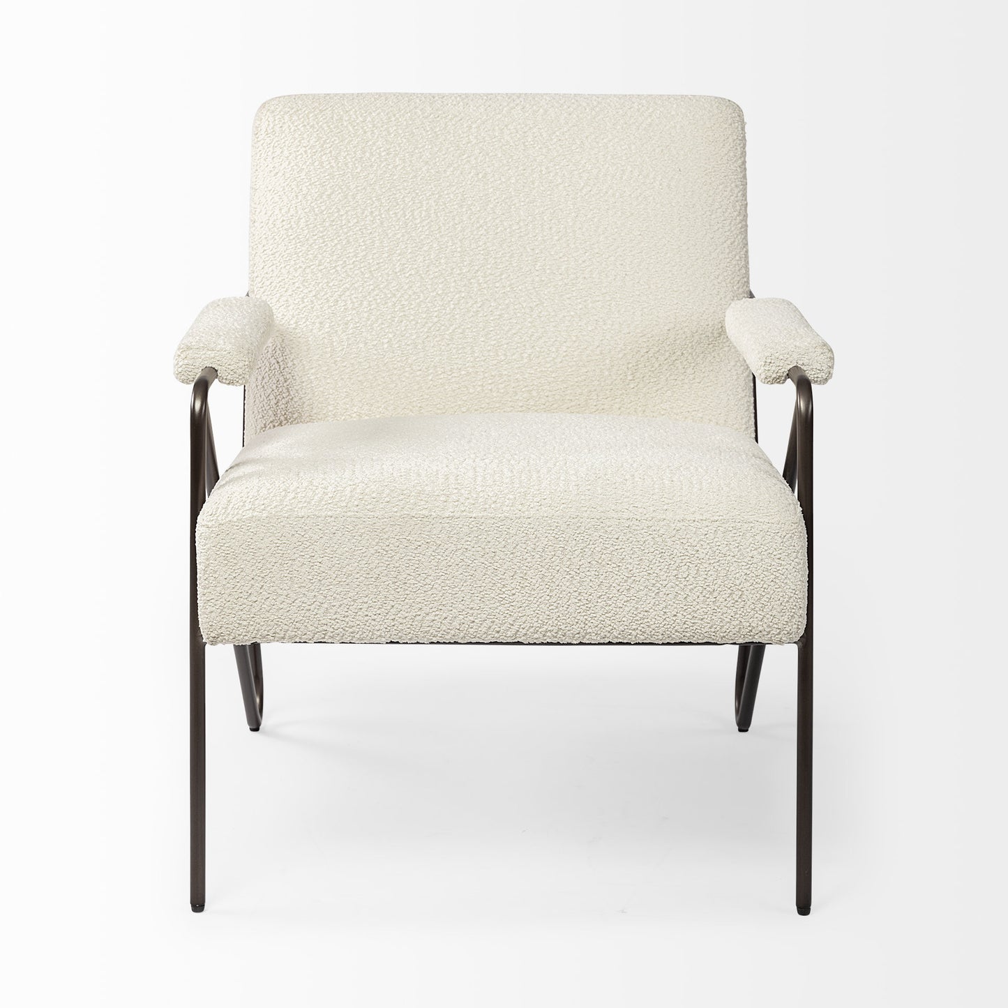 31" Off White And Brown Cotton Blend Arm Chair