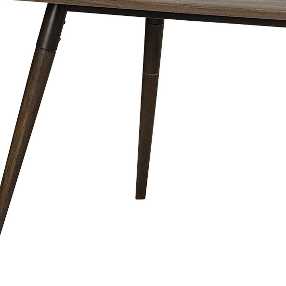 72X39 Brown Solid Wood Top With Metal And Wood Leg Dining Table