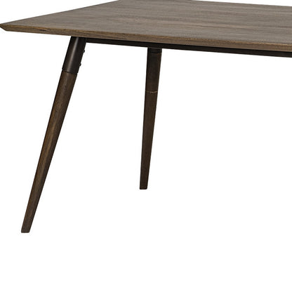 72X39 Brown Solid Wood Top With Metal And Wood Leg Dining Table
