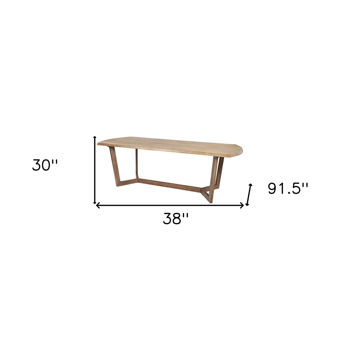 91.5X38 Rectangular Brown Solid Wood Top And Base Dining Table