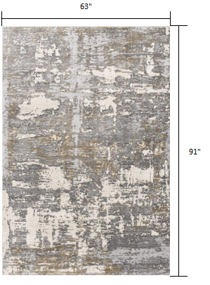 5’ X 8’ Beige And Gray Distressed Area Rug