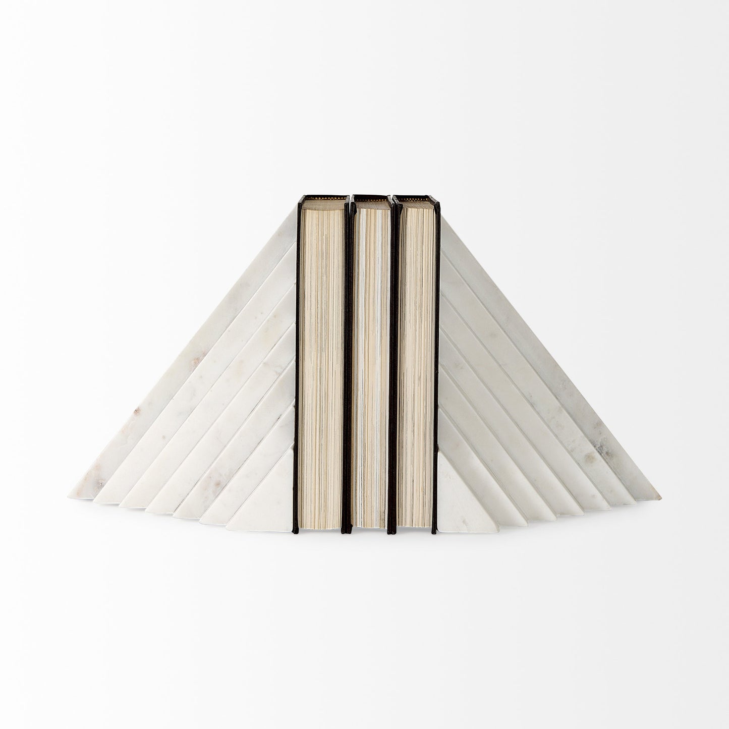 3D Modern Stepped Triangle Marble Bookends
