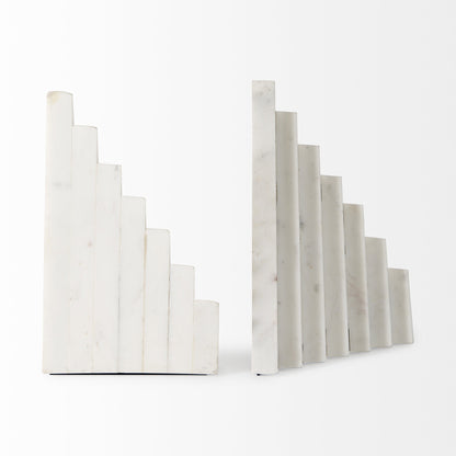 3D Modern Stepped Triangle Marble Bookends