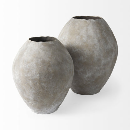 Kyros Natural Wash 23" Earthy Ceramic Oval Vase