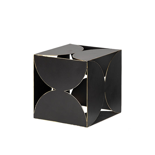 6" Contemporary Black Metal Geo Cube Sculpture