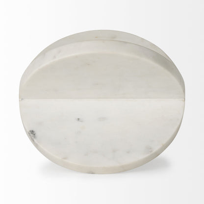 White Marble Geometric Circular Sculpture