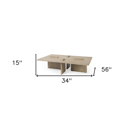 Cool Gray Brown Rectangular Wooden Coffee Table