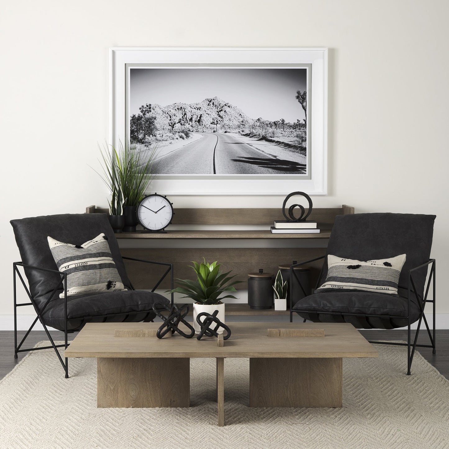 Cool Gray Brown Rectangular Wooden Coffee Table