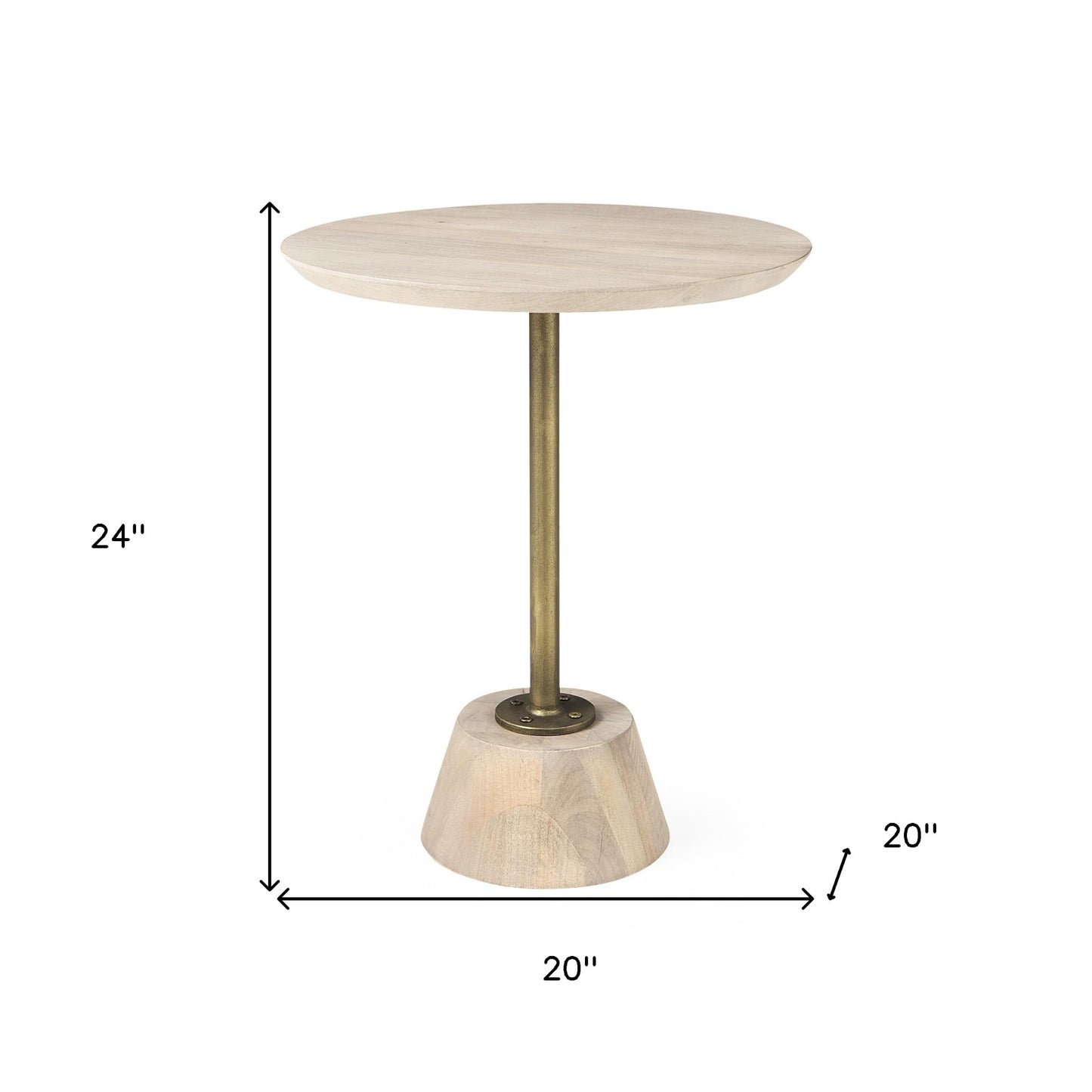 Light Blond Pedestal Table With Gold Detailing