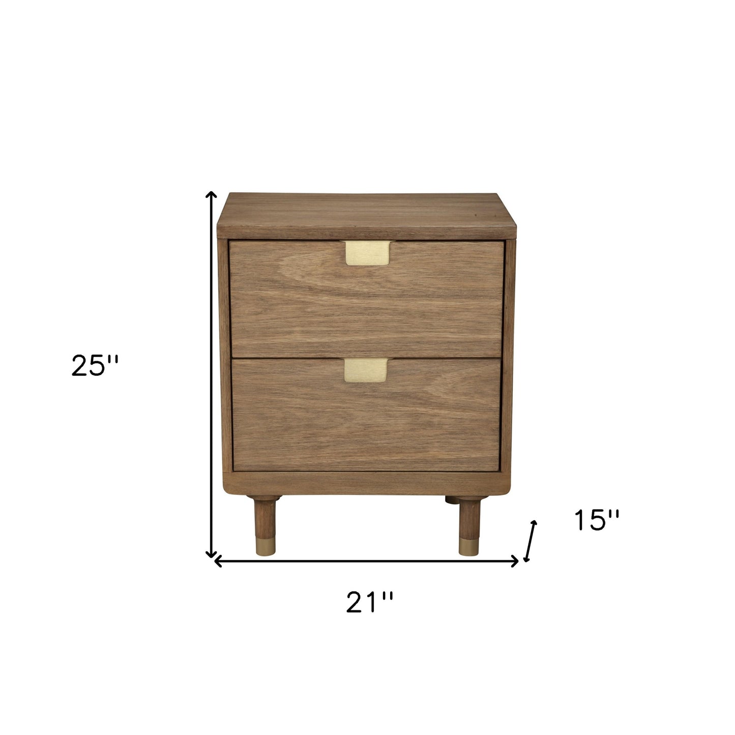 Sandy Brown and Gold 2 Drawer Nightstand