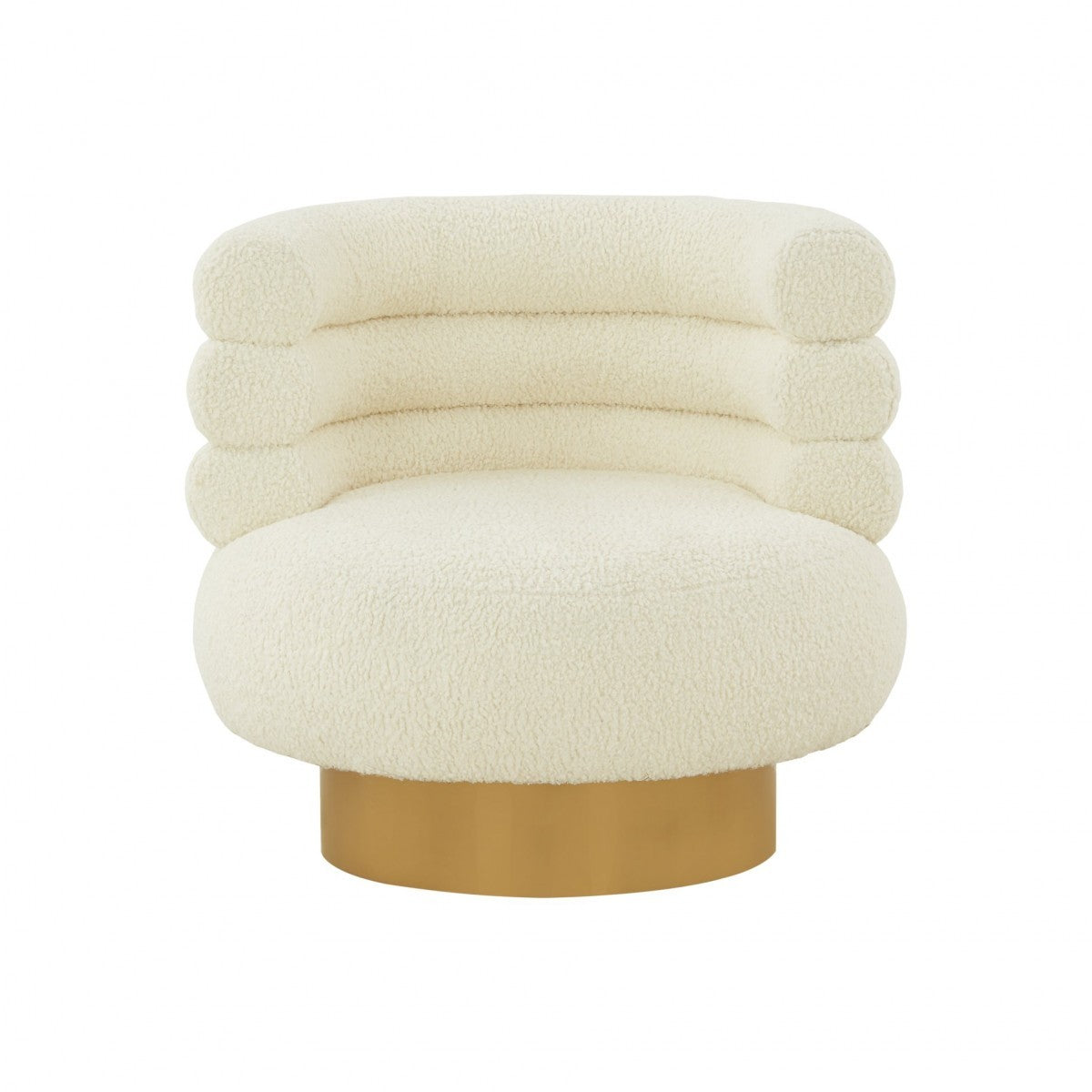 Modern Cream Fabric And Gold Accent Chair