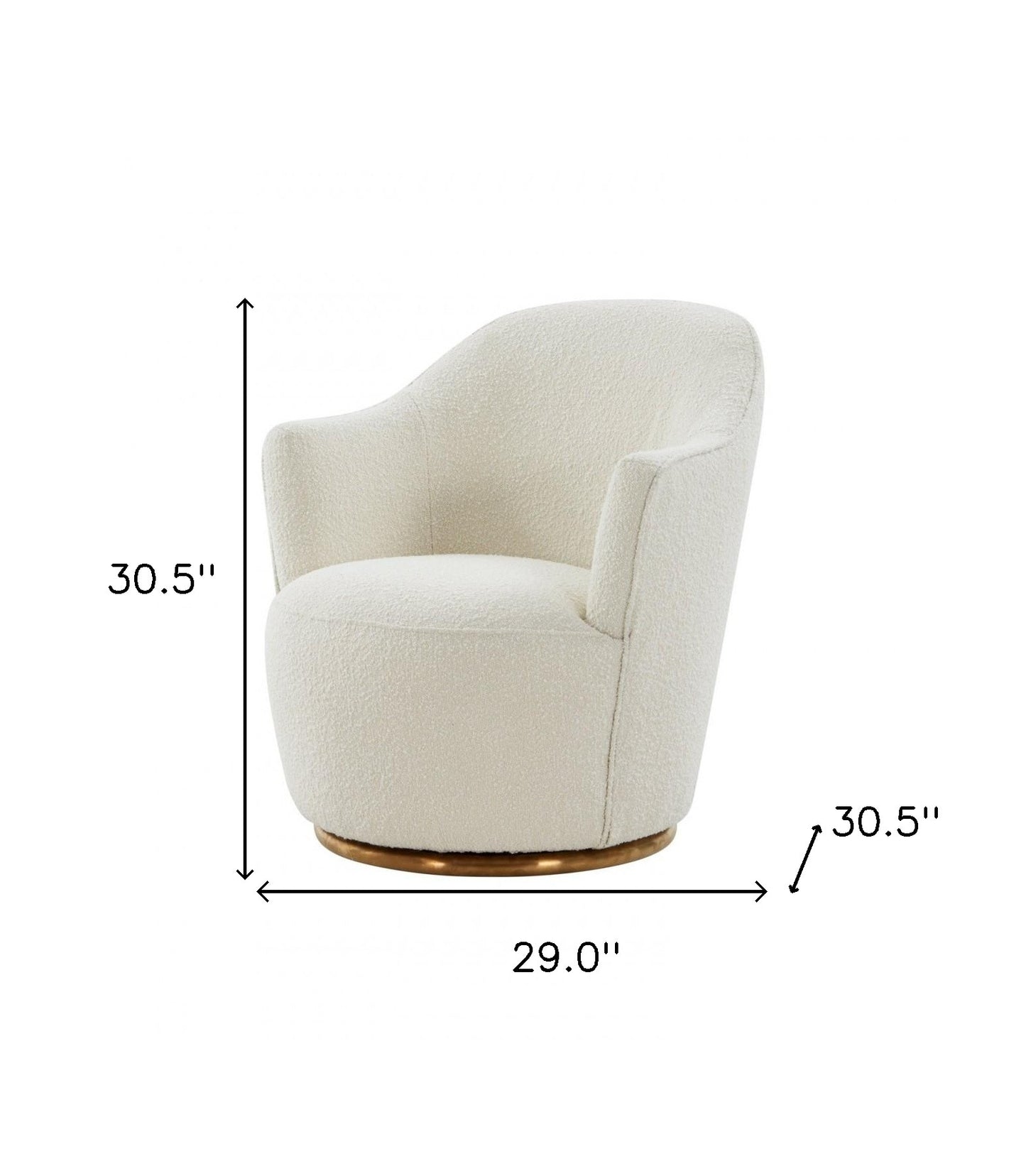 Stylish Sherpa And Gold Metal Swivel Chair