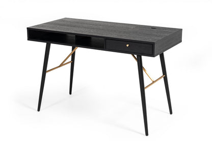 46" Black Oak Manufactured Wood Rectangular Writing Desk