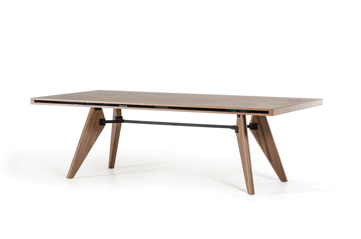 87" Walnut Rectangular Solid Manufactured Wood Dining Table