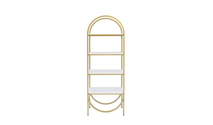 78" White and Gold Metal Four Tier Etagere Bookcase
