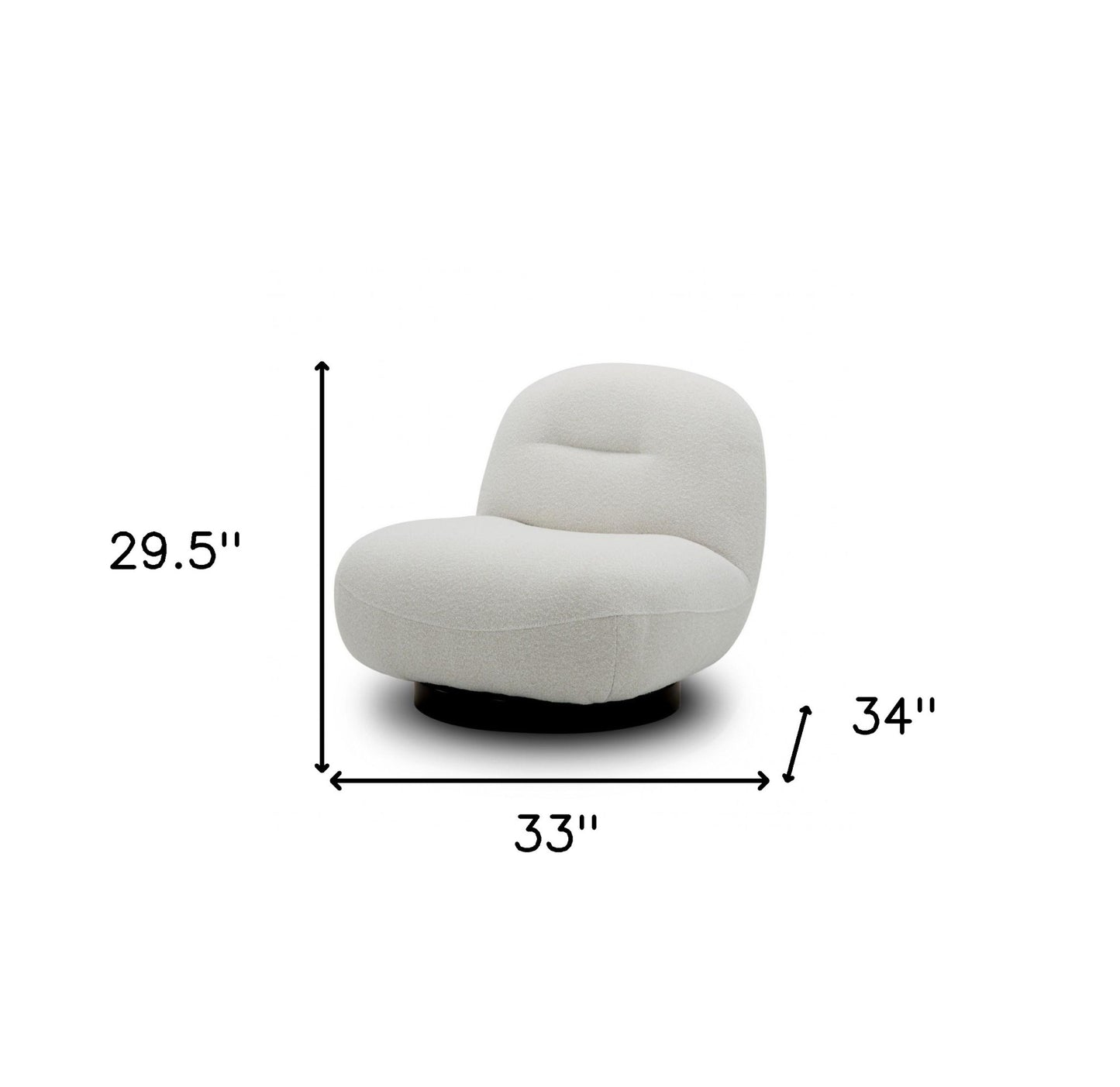 33" Cream 100% Polyester Solid Color Swivel Lounge Chair