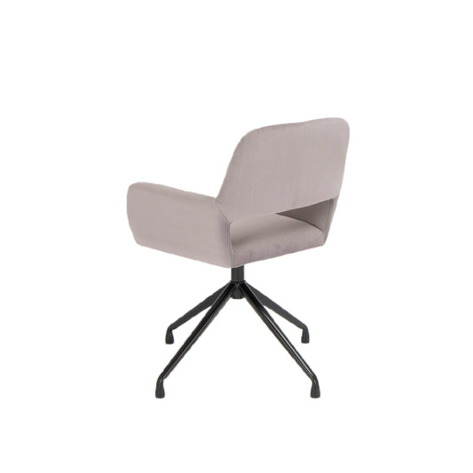Gray Velvet Upholstered Swivel Office Chair