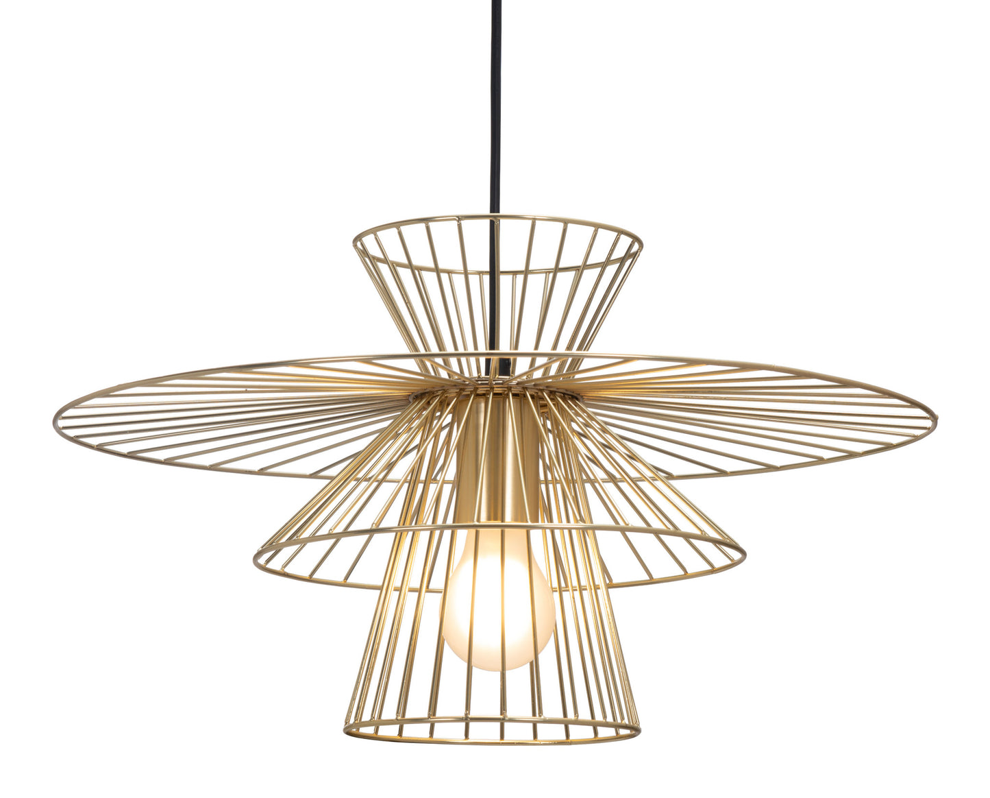 Gold Caged Geometric Metal Hanging Ceiling Light
