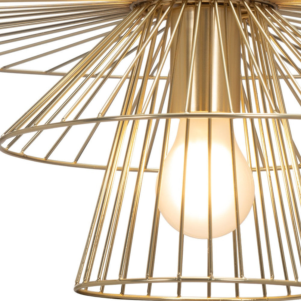 Gold Caged Geometric Metal Hanging Ceiling Light