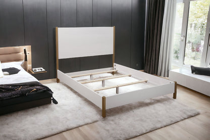 White Solid and Manufactured Wood Queen Bed