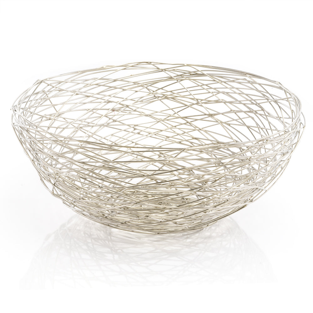 Abstract Silver Wire Centerpiece Bowl