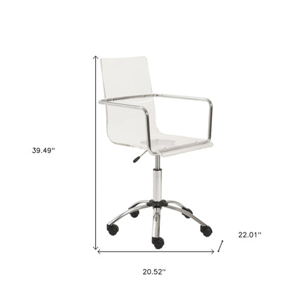 White Swivel Adjustable Task Chair Plastic Back Steel Frame