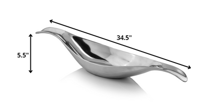 8" X 34.5" X 5.5" Silver Aluminum Long Wavy Bowl