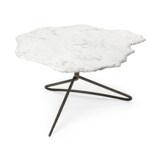Surrey Free-Form White Marble Coffee Table