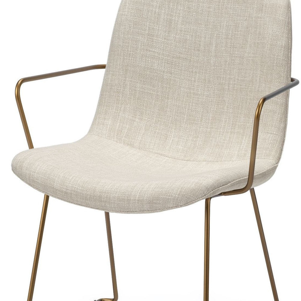 Cream Fabric Wrap With Gold Metal Frame Dining Chair
