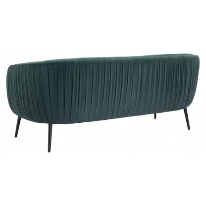 70" Green And Black Polyester Sofa