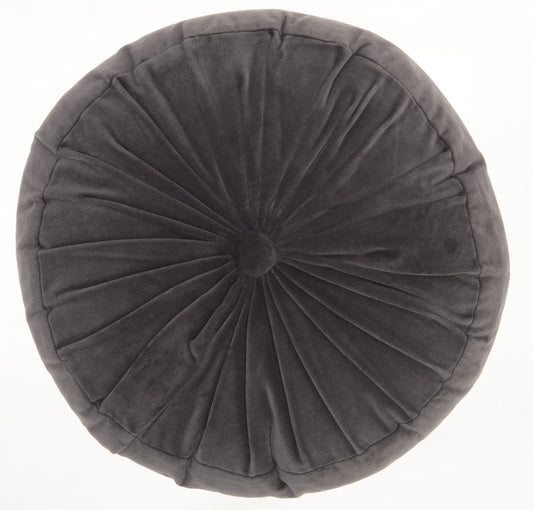 Lonny Charcoal Tufted Round Throw Pillow