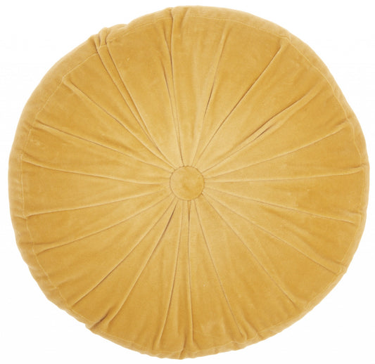 Lonny Mustard Tufted Round Throw Pillow