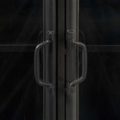 Rustic Black Metal Cabinet With Glass Doors