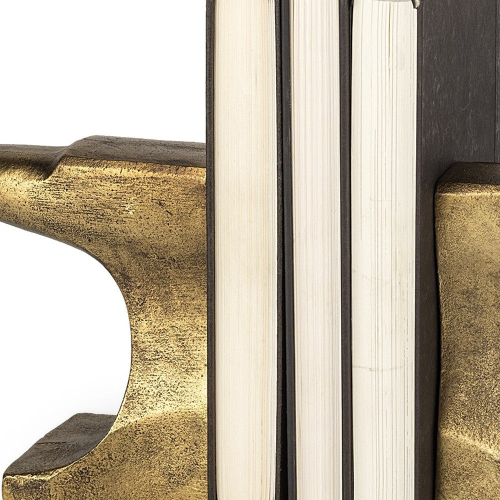 Distressed Brushed Gold Anvil Bookends