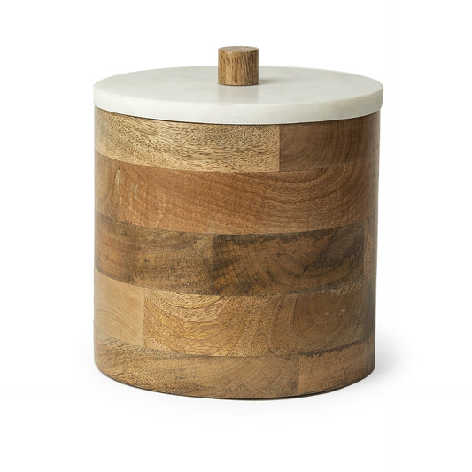 Brown Wooden Round Storage Box