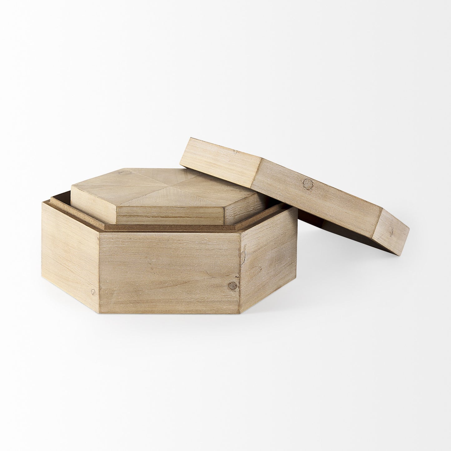 Set Of Two Hexagonal Wooden Boxes