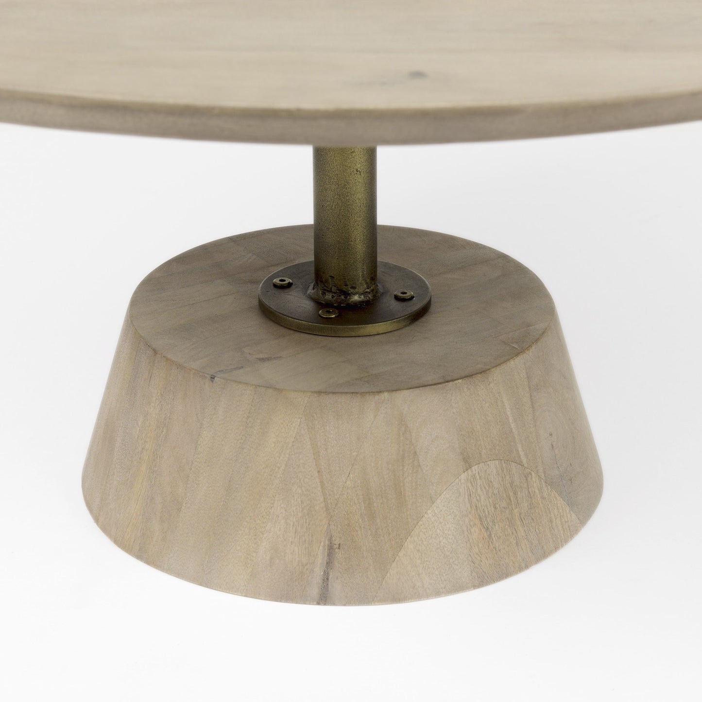 Light Brown Wooden Pedestal Coffee Table