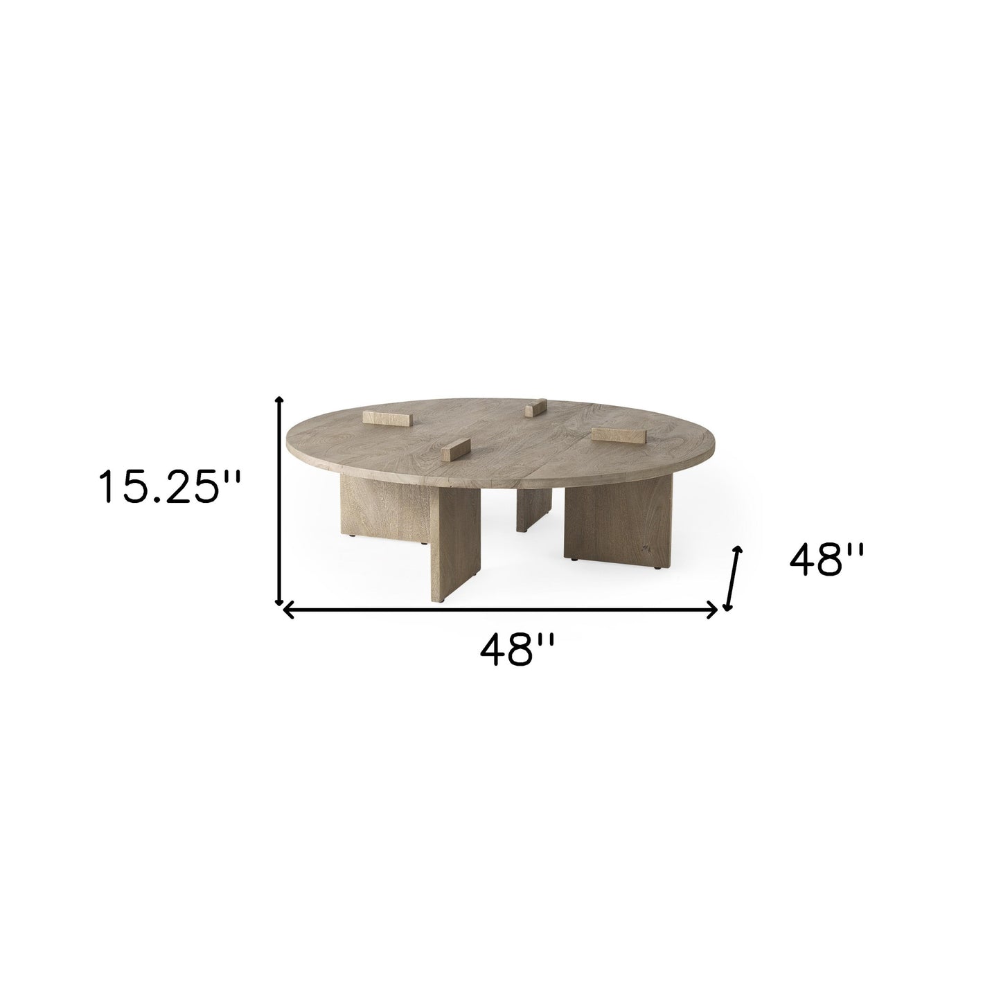 Cool Gray Brown Round Wooden Coffee Table