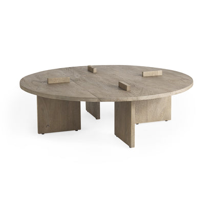 Cool Gray Brown Round Wooden Coffee Table