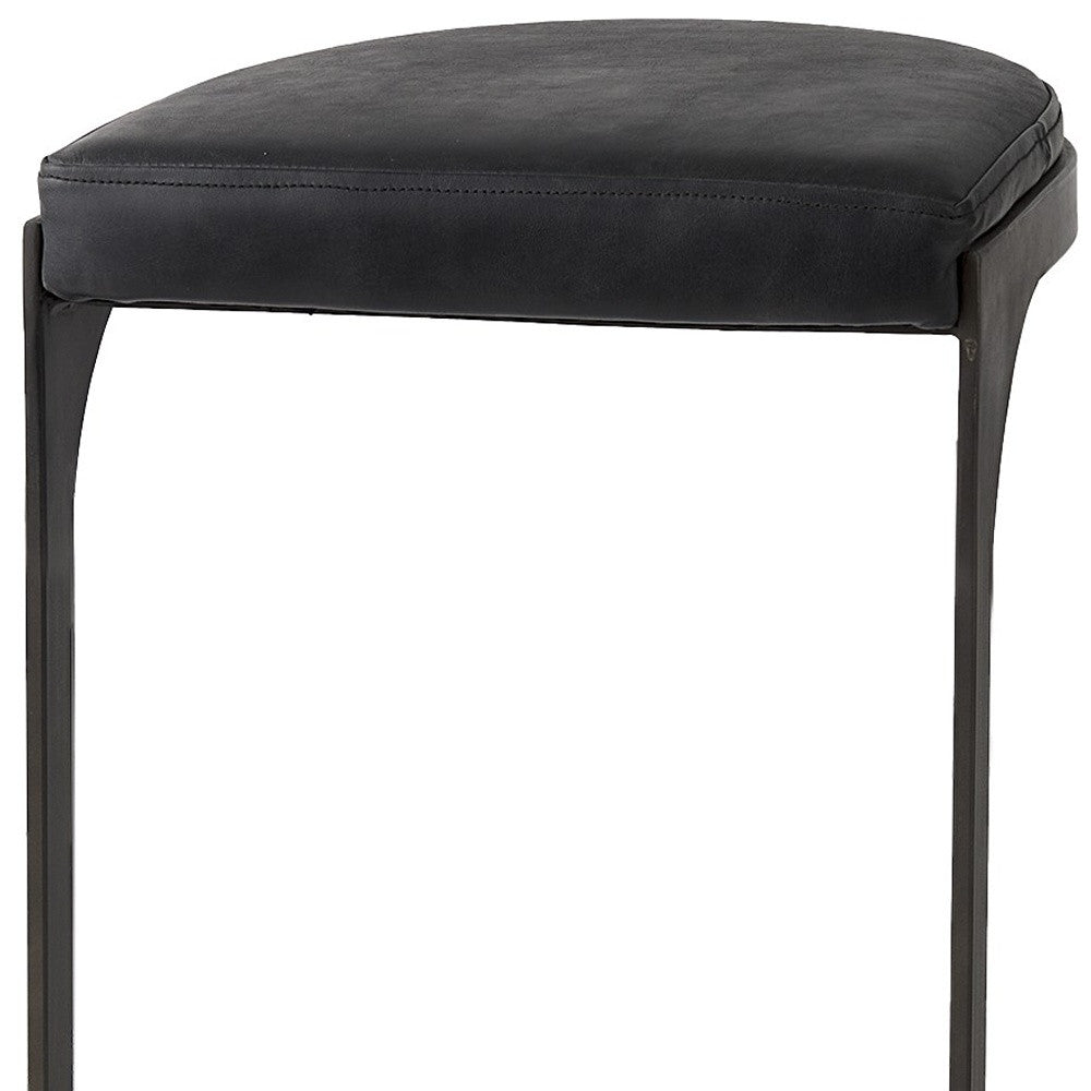 35" Black Iron Backless Bar Chair