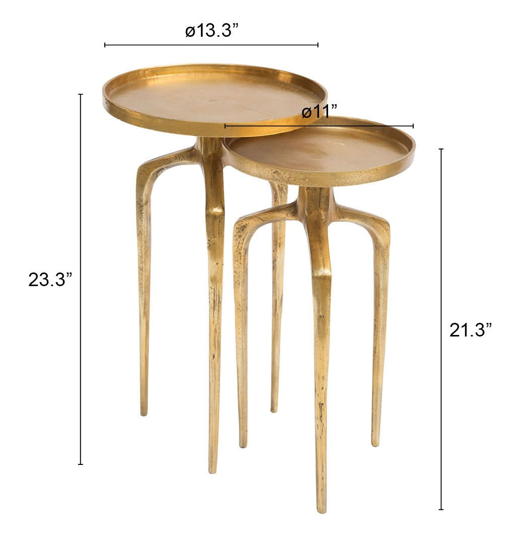 Set Of Two 13" Gold Nested Tables