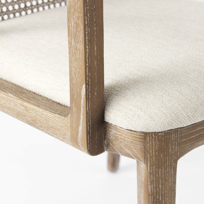 Light Natural and Cream Uholstery and Cane Dining Armchair