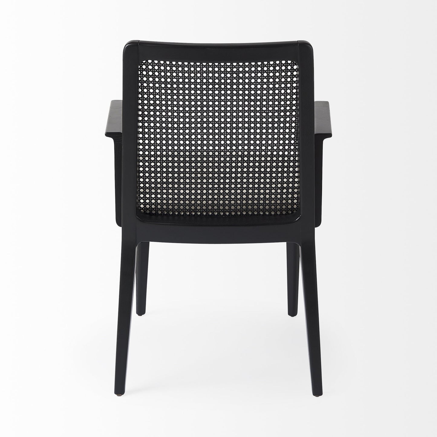 Black and Cream Uholstery and Cane Dining Armchair