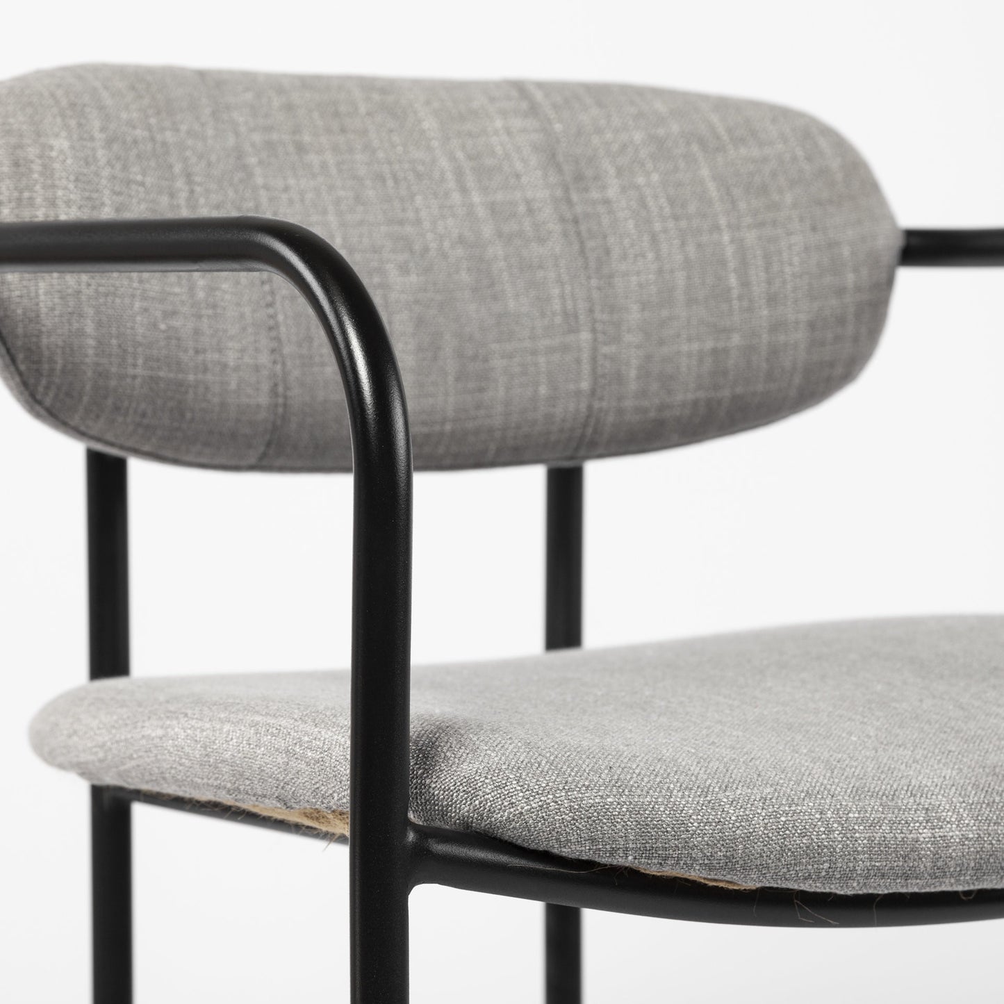 Set Of Two Gray And Black Upholstered Fabric Arm Chairs