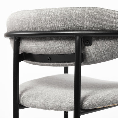 Set Of Two Gray And Black Upholstered Fabric Arm Chairs