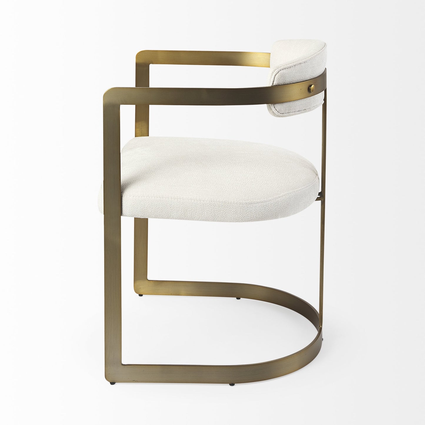 Curvy Gold and White Upholstered Dining Armchair