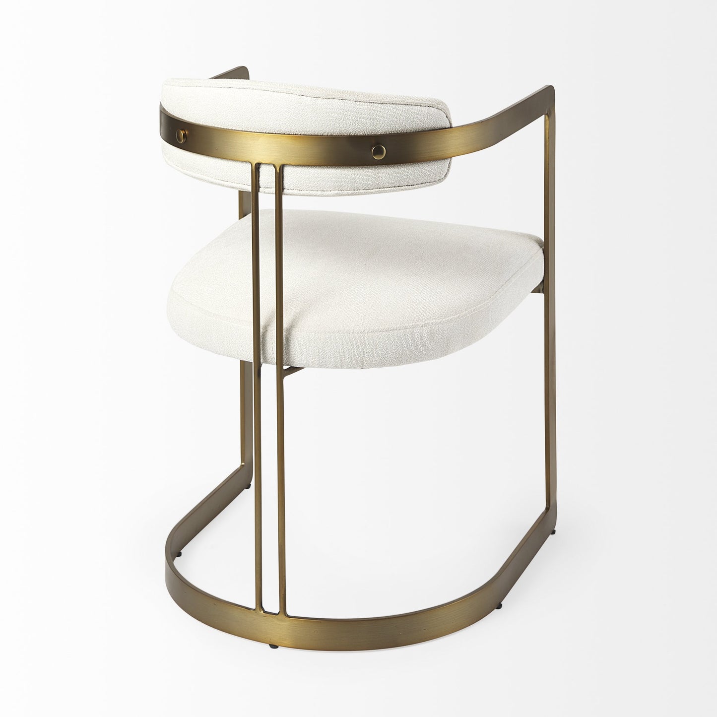 Curvy Gold and White Upholstered Dining Armchair