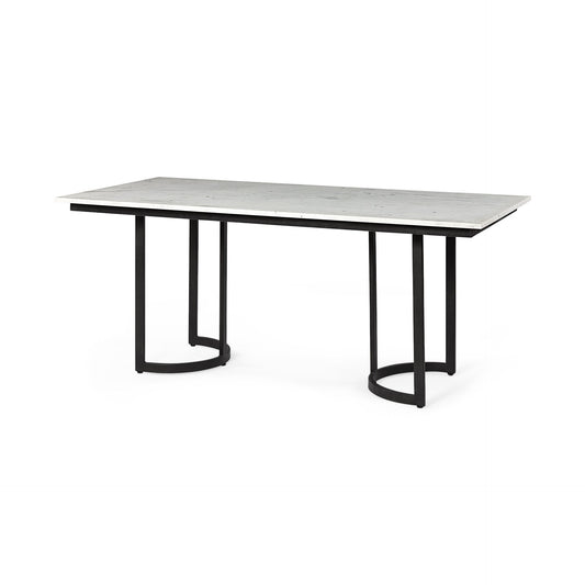 Modern Marble and Metal Dining Table